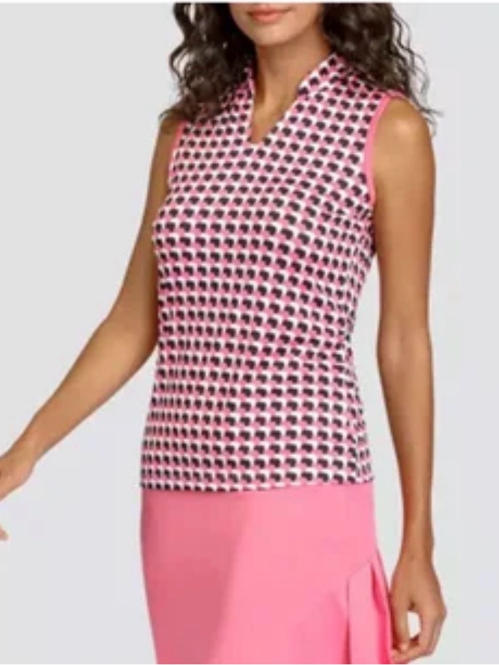 NWT Tail Sleeveless Pink Black White V-Neck Women's Golf Tennis Tank Top Size M